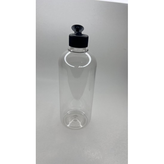 500 ml Şeffaf Plastik Şişe (PET) Siyah Açmalı Kapaklı (Erka Kapak)