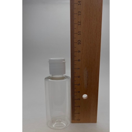 50 ml Şeffaf Plastik Şişe (PET) Beyaz Fliptop Kapaklı