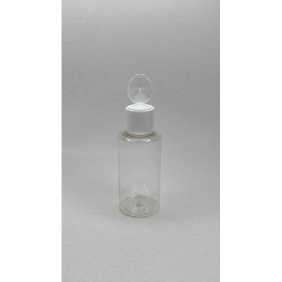 50 ml Şeffaf Plastik Şişe (PET) Beyaz Fliptop Kapaklı