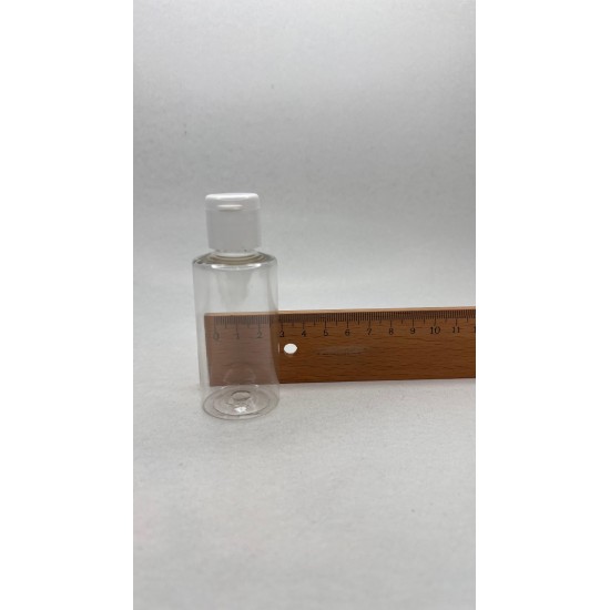 50 ml Şeffaf Plastik Şişe (PET) Beyaz Fliptop Kapaklı