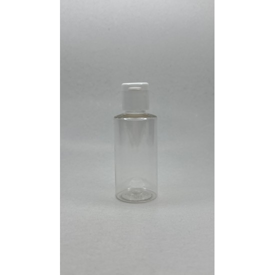 50 ml Şeffaf Plastik Şişe (PET) Beyaz Fliptop Kapaklı