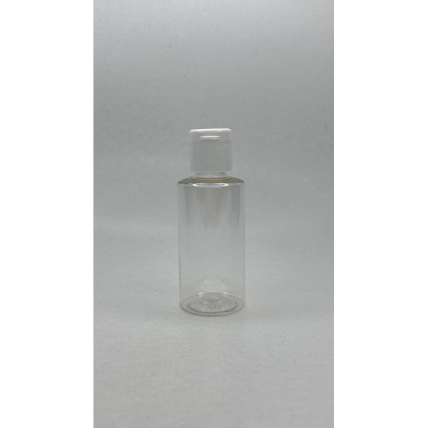 50 ml Şeffaf Plastik Şişe (PET) Beyaz Fliptop Kapaklı