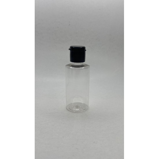 50 ml Şeffaf Plastik Şişe (PET) Siyah Fliptop Kapaklı
