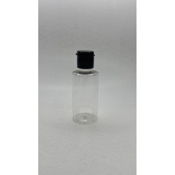50 ml Şeffaf Plastik Şişe (PET) Siyah Fliptop Kapaklı