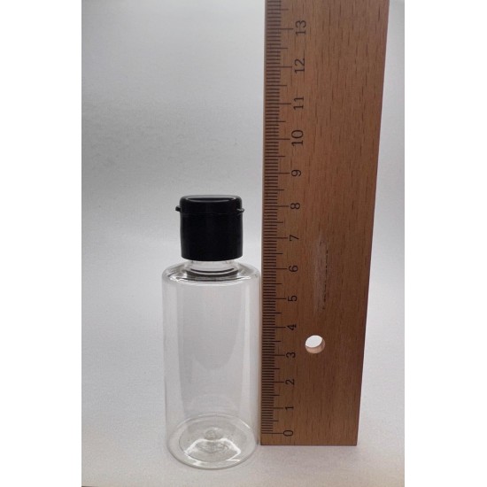 50 ml Şeffaf Plastik Şişe (PET) Siyah Fliptop Kapaklı