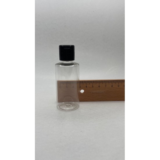 50 ml Şeffaf Plastik Şişe (PET) Siyah Fliptop Kapaklı