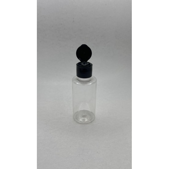 50 ml Şeffaf Plastik Şişe (PET) Siyah Fliptop Kapaklı