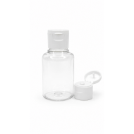 60 ml Şeffaf Plastik Şişe (PET) Beyaz Fliptop Kapaklı
