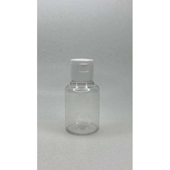 60 ml Şeffaf Plastik Şişe (PET) Beyaz Fliptop Kapaklı