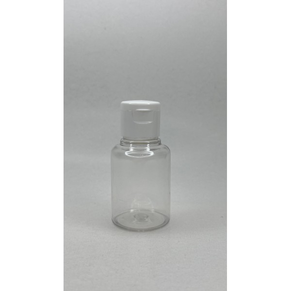 60 ml Şeffaf Plastik Şişe (PET) Beyaz Fliptop Kapaklı