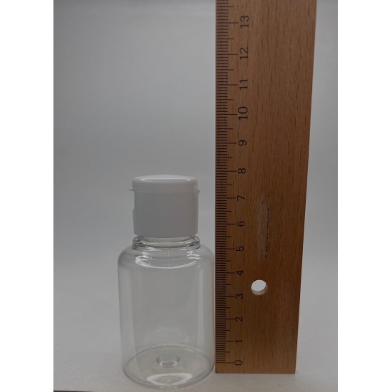 60 ml Şeffaf Plastik Şişe (PET) Beyaz Fliptop Kapaklı