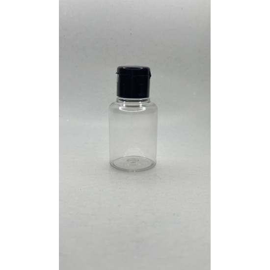 60 ml Şeffaf Plastik Şişe (PET) Siyah Fliptop Kapaklı