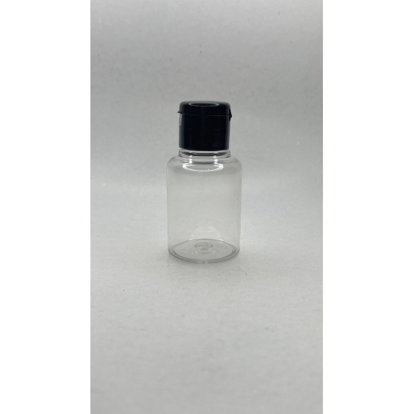 60 ml Şeffaf Plastik Şişe (PET) Siyah Fliptop Kapaklı