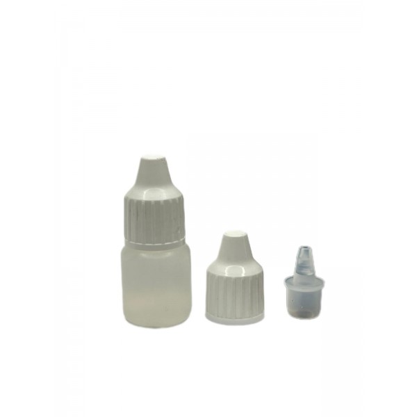 5 ml Damlalıklı Plastik Şişe (Göz Damlası Şişesi) Şeffaf - Beyaz Kapaklı
