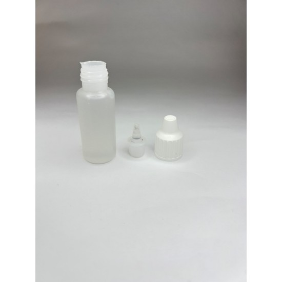 10 ml Damlalıklı Plastik Şişe (Göz Damlası Şişesi) Şeffaf - Beyaz Kapaklı