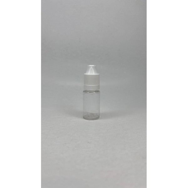 10 ml Şeffaf PET Likit Şişesi Beyaz Çocuk Emniyetli Kapaklı