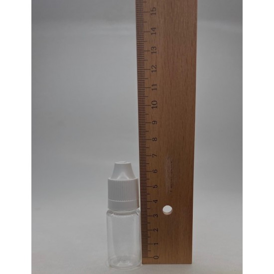 10 ml Şeffaf PET Likit Şişesi Beyaz Çocuk Emniyetli Kapaklı