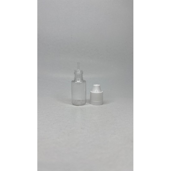 10 ml Şeffaf PET Likit Şişesi Beyaz Çocuk Emniyetli Kapaklı