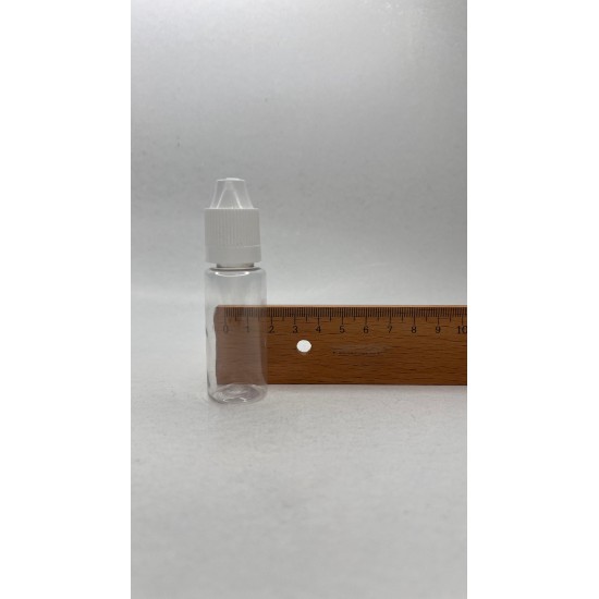 20 ml Şeffaf PET Likit Şişesi Beyaz Çocuk Emniyetli Kapaklı