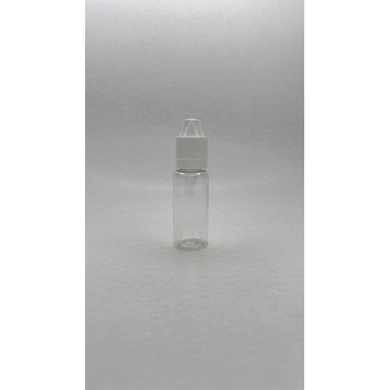 20 ml Şeffaf PET Likit Şişesi Beyaz Çocuk Emniyetli Kapaklı