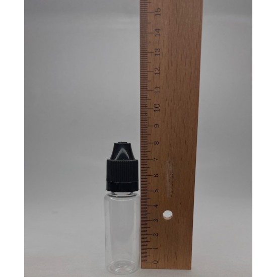 20 ml Şeffaf PET Likit Şişesi Siyah Çocuk Emniyetli Kapaklı