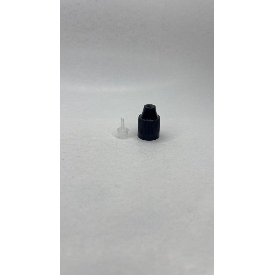 20 ml Şeffaf PET Likit Şişesi Siyah Çocuk Emniyetli Kapaklı
