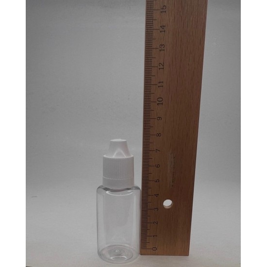 30 ml Şeffaf PET Likit Şişesi Beyaz Çocuk Emniyetli Kapaklı