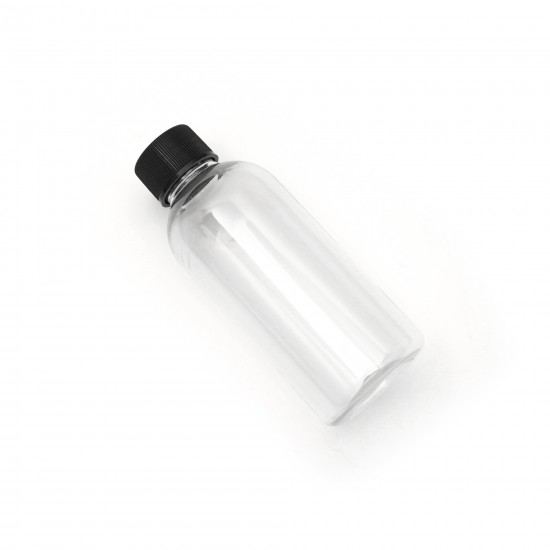 150 ml Şeffaf Plastik Şişe (PET) Siyah Düz Vidalı Kapaklı 