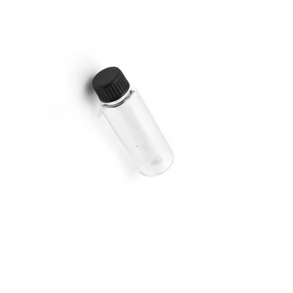 20 ml Şeffaf Plastik Şişe (PET) Siyah Düz Vidalı Kapaklı