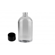 500 ml Şeffaf Plastik Şişe (PET) Siyah Düz Vidalı Kapaklı