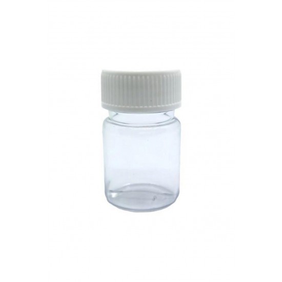 60 ml Şeffaf Plastik Şişe (PET) Beyaz Düz Vidalı Kapaklı 