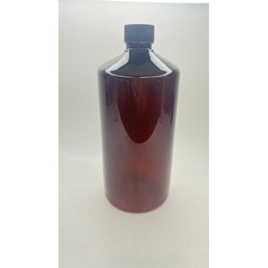 1000 ml (1 Litre) Kahverengi Plastik Şişe (PET) Siyah Düz Vidalı Kapaklı