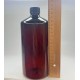 1000 ml (1 Litre) Kahverengi Plastik Şişe (PET) Siyah Düz Vidalı Kapaklı
