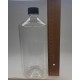 1000 ml (1 Litre) Şeffaf Plastik Şişe (PET) Siyah Düz Vidalı Kapaklı