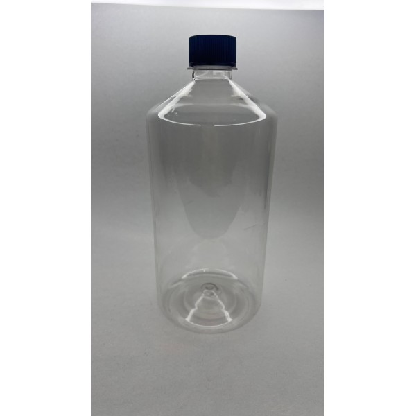 1000 ml (1 Litre) Şeffaf Plastik Şişe (PET) Siyah Düz Vidalı Kapaklı