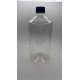 1000 ml (1 Litre) Şeffaf Plastik Şişe (PET) Siyah Düz Vidalı Kapaklı