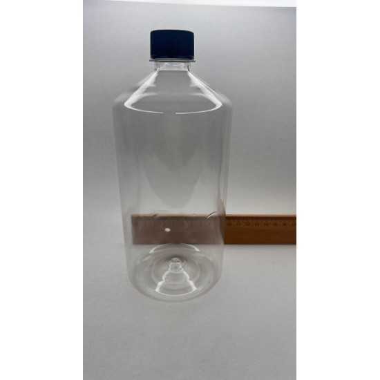 1000 ml (1 Litre) Şeffaf Plastik Şişe (PET) Siyah Düz Vidalı Kapaklı