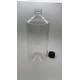 1000 ml (1 Litre) Şeffaf Plastik Şişe (PET) Siyah Düz Vidalı Kapaklı