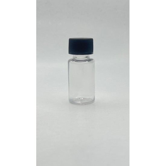 10 ml Şeffaf Plastik Şişe (PET) Siyah Düz Vidalı Kapaklı