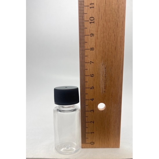 10 ml Şeffaf Plastik Şişe (PET) Siyah Düz Vidalı Kapaklı