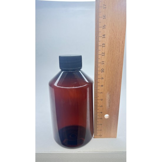 250 ml Kahverengi Plastik Şişe (PET) Siyah Düz Vidalı Kapaklı