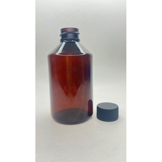 250 ml Kahverengi Plastik Şişe (PET) Siyah Düz Vidalı Kapaklı