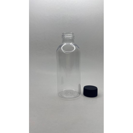 150 ml Şeffaf Plastik Şişe (PET) Siyah Düz Vidalı Kapaklı 