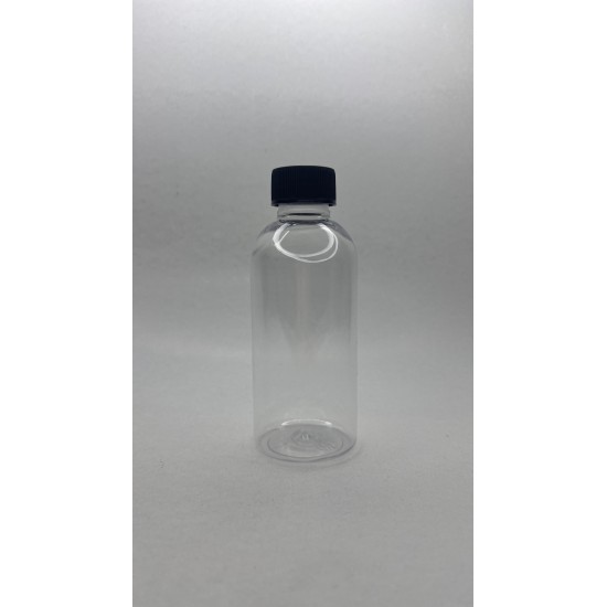 150 ml Şeffaf Plastik Şişe (PET) Siyah Düz Vidalı Kapaklı 