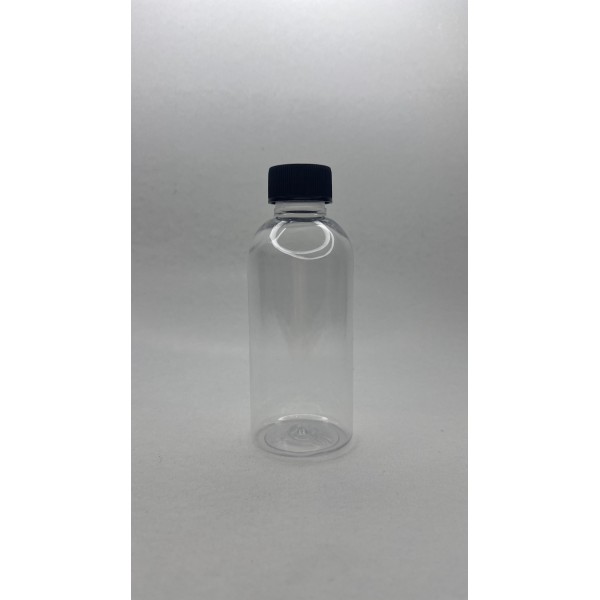 150 ml Şeffaf Plastik Şişe (PET) Siyah Düz Vidalı Kapaklı 