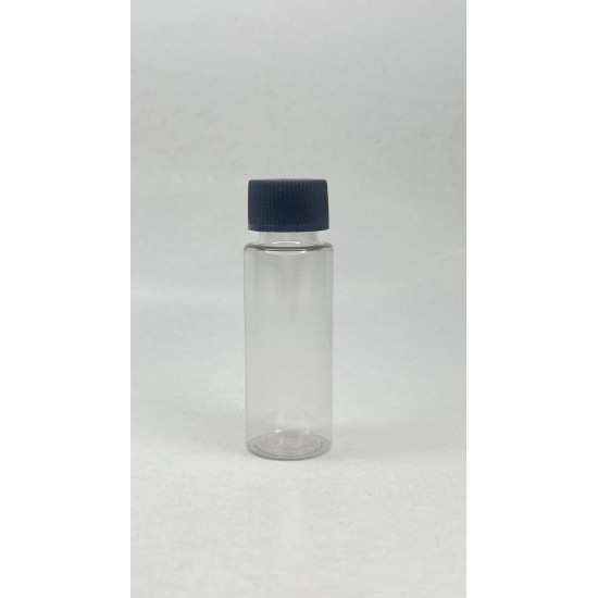 20 ml Şeffaf Plastik Şişe (PET) Siyah Düz Vidalı Kapaklı