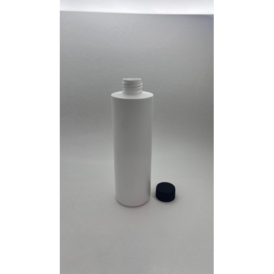 250 ml Beyaz Plastik Şişe (PET) Siyah Düz Vidalı Kapaklı
