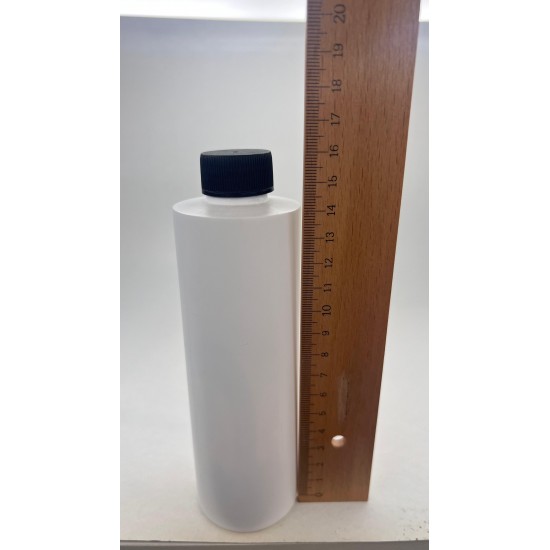 250 ml Beyaz Plastik Şişe (PET) Siyah Düz Vidalı Kapaklı