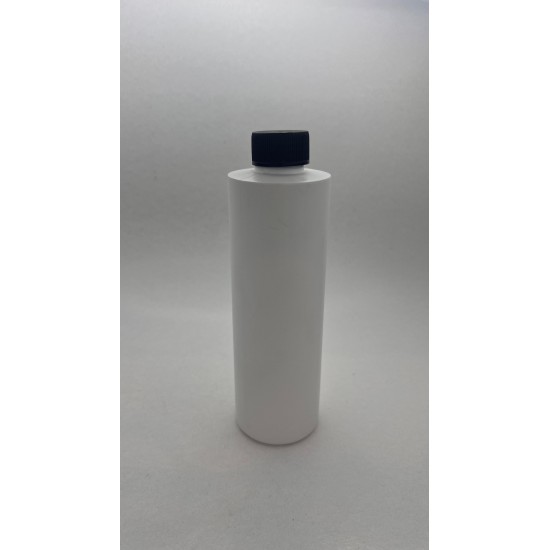 250 ml Beyaz Plastik Şişe (PET) Siyah Düz Vidalı Kapaklı