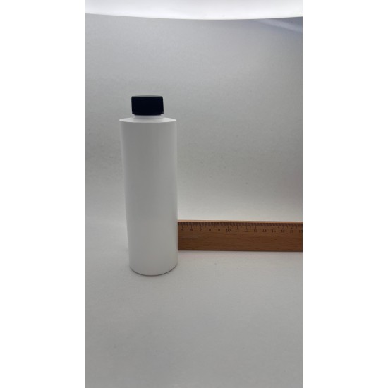 250 ml Beyaz Plastik Şişe (PET) Siyah Düz Vidalı Kapaklı